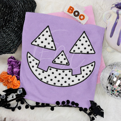 Faux Stitch Polka Dot Jack O Lantern