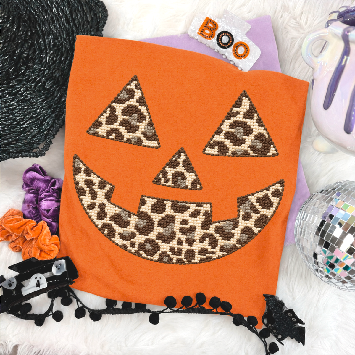 Faux Stitch Leopard Jack O Lantern