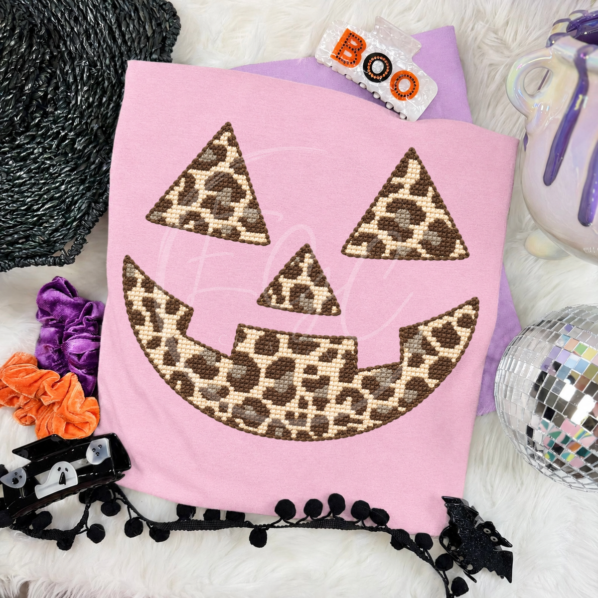 Faux Stitch Leopard Jack O Lantern