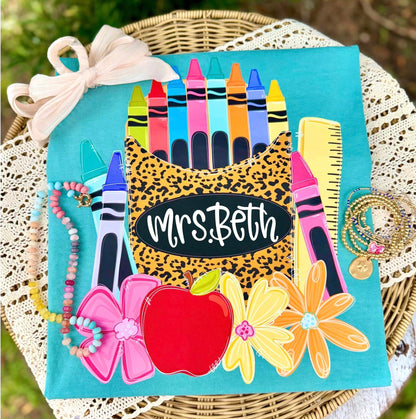 Personalized Leopard Crayon Tee