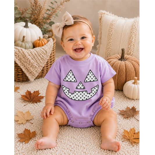Faux Stitch Polka Dot Jack O Lantern